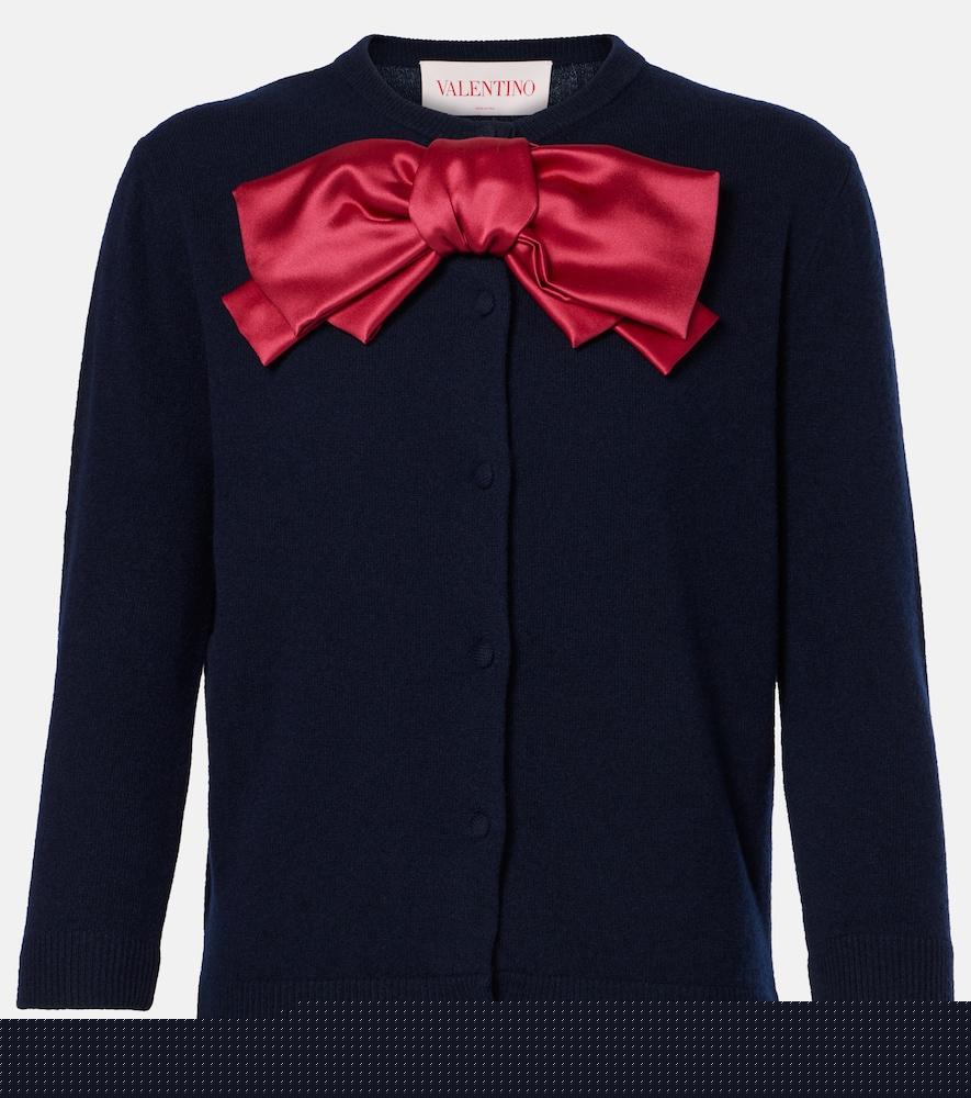 valentino bow-detail wool cardigan