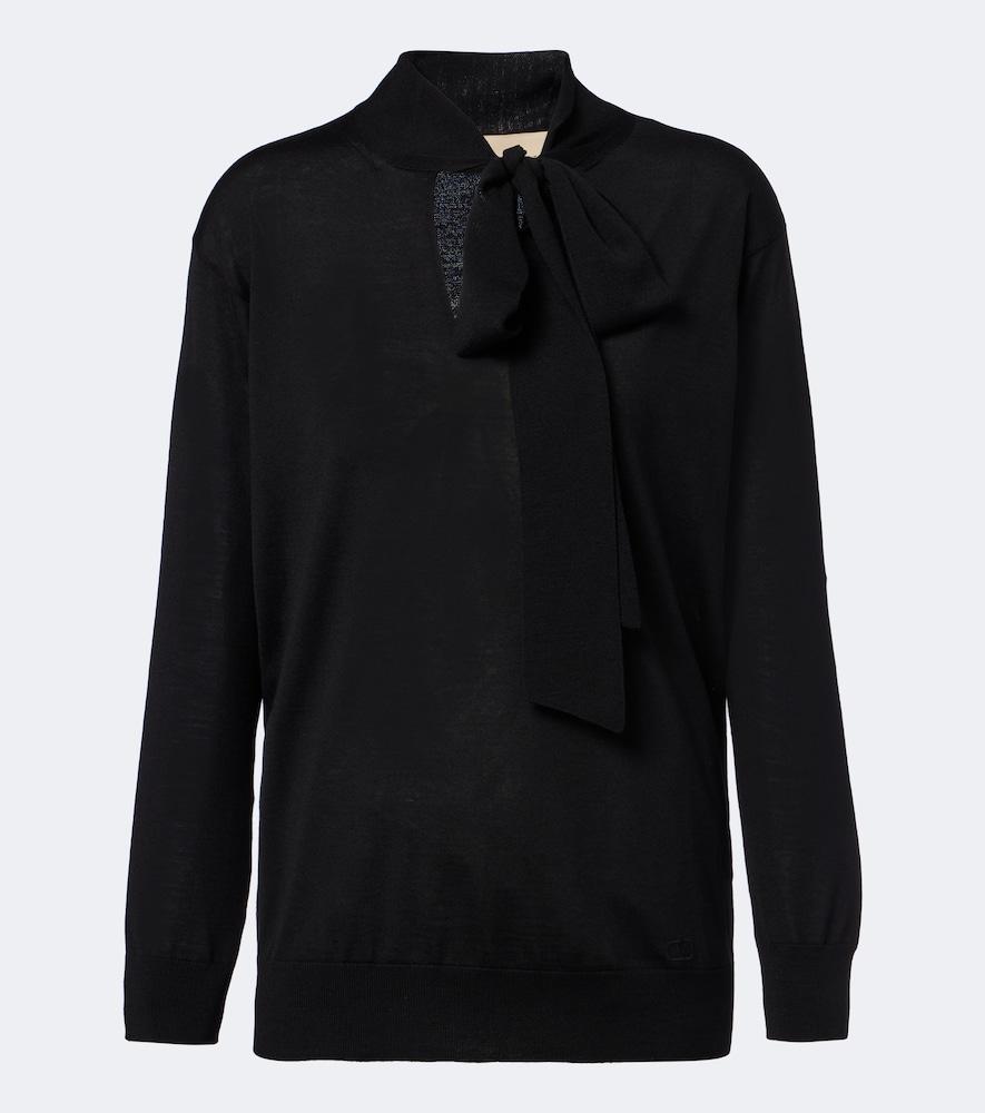 valentino bow-detail wool sweater