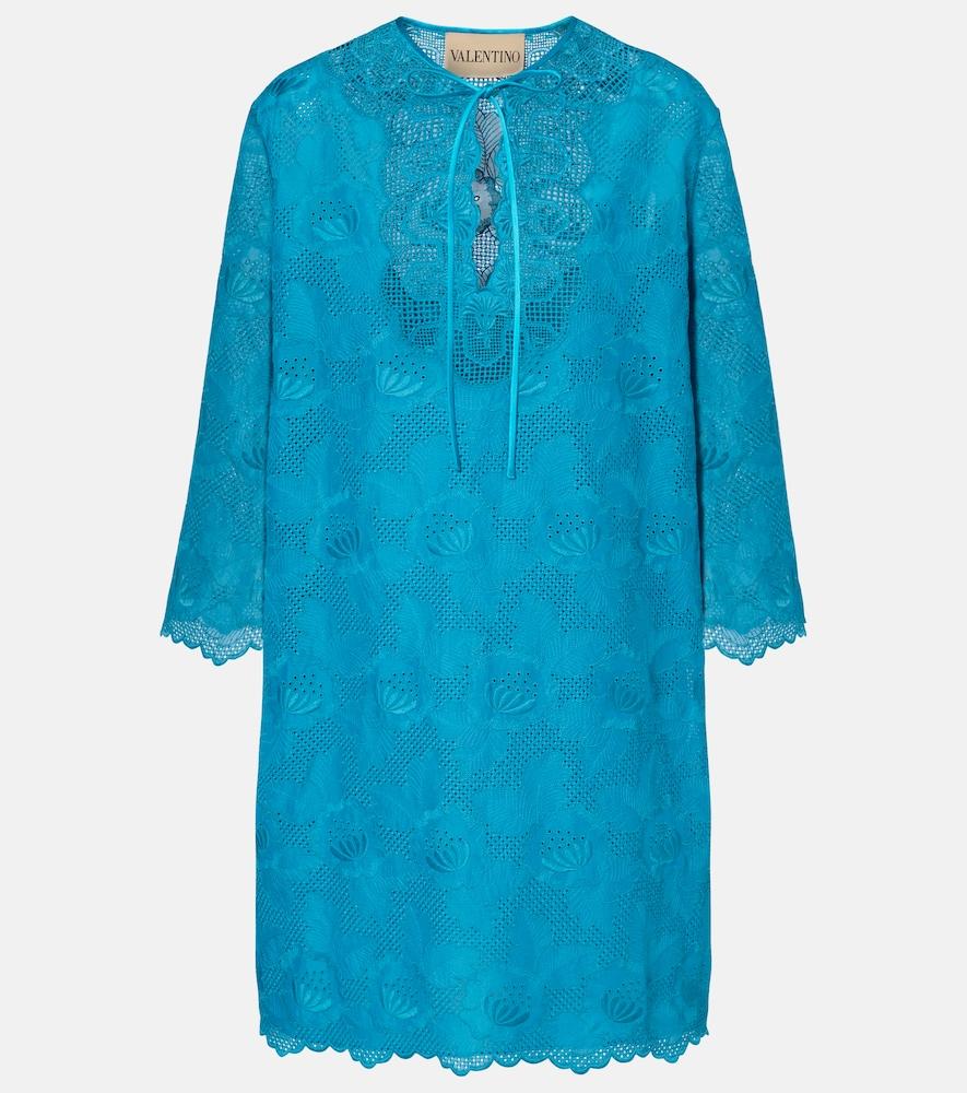 valentino broderie anglaise silk-trimmed cotton kaftan