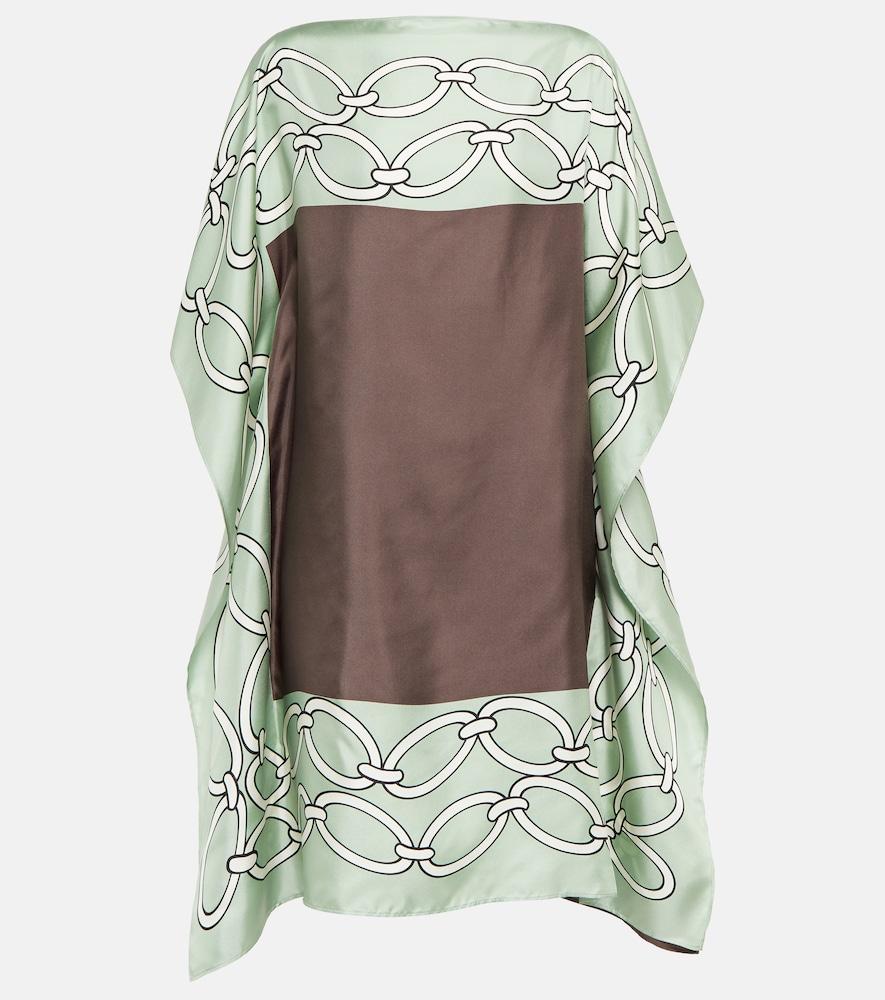valentino chain-print silk kaftan dress