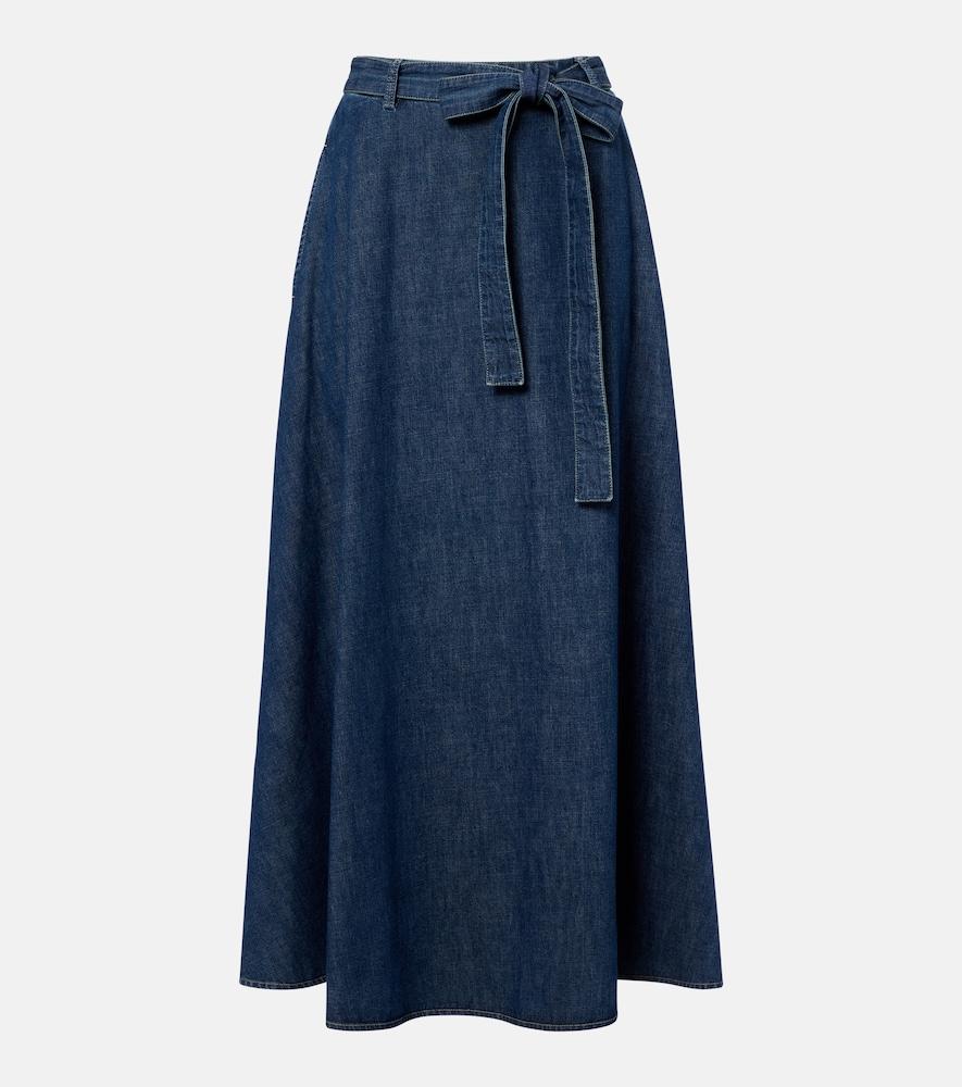valentino chambray midi skirt