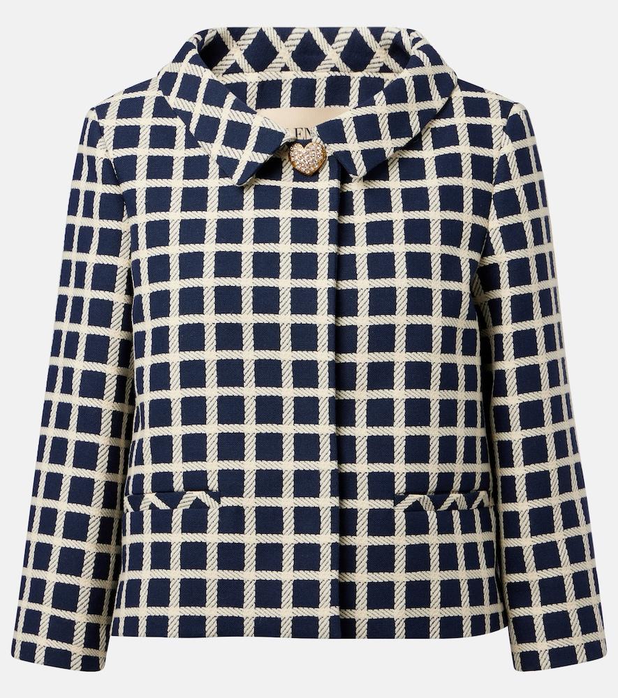 valentino checked wool and cotton-blend jacket