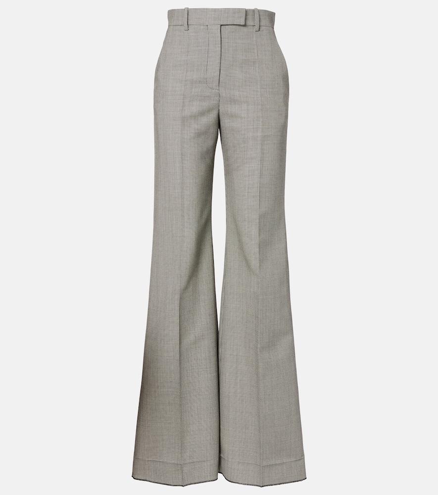 valentino checked wool and mohair wide-leg pants