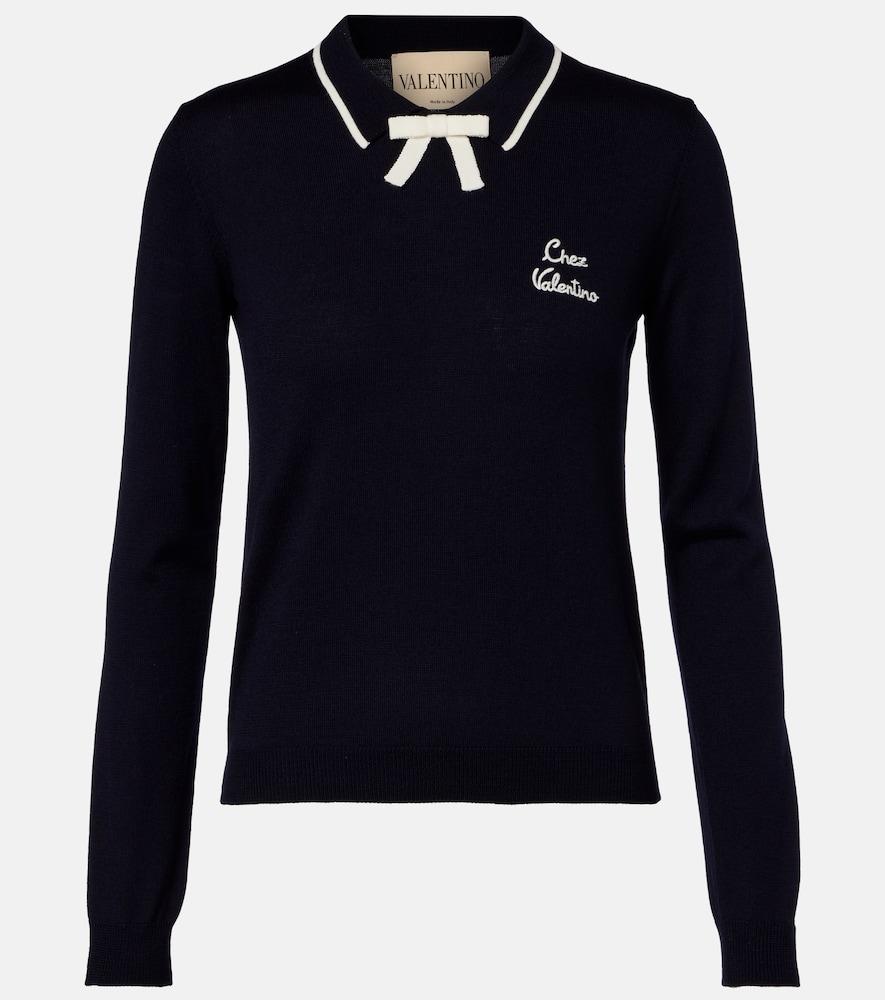 valentino chez valentino virgin wool polo sweater