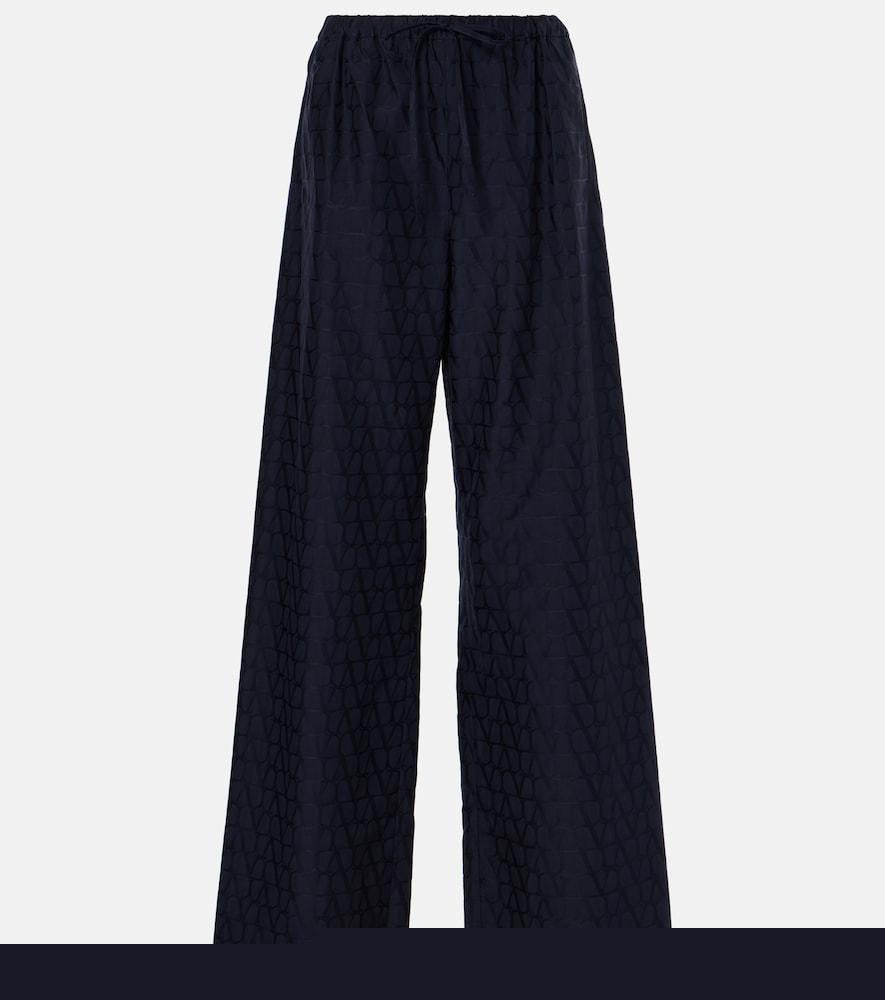 valentino cotton poplin wide-leg pants