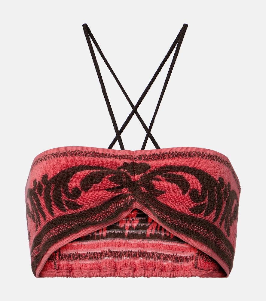 valentino cotton terry jacquard bra top
