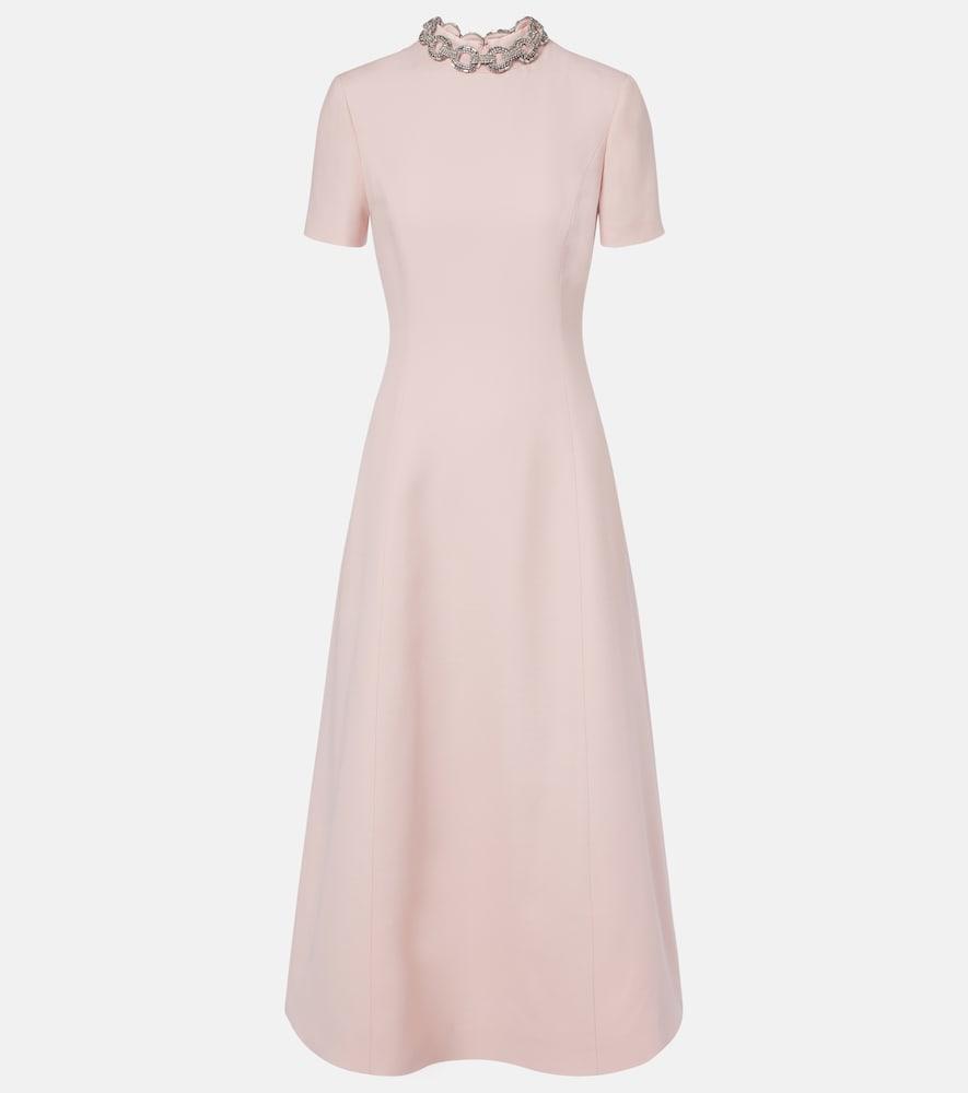 valentino crepe couture embellished midi dress