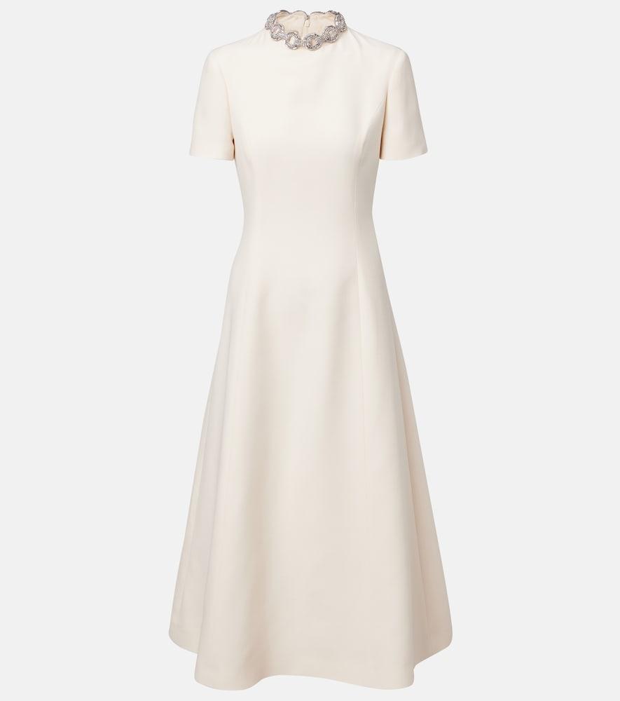valentino crepe couture embellished midi dress