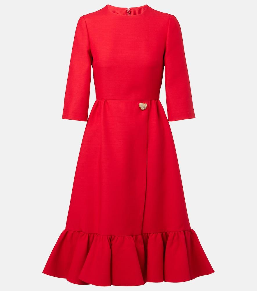 valentino crepe couture embellished ruffled midi dress