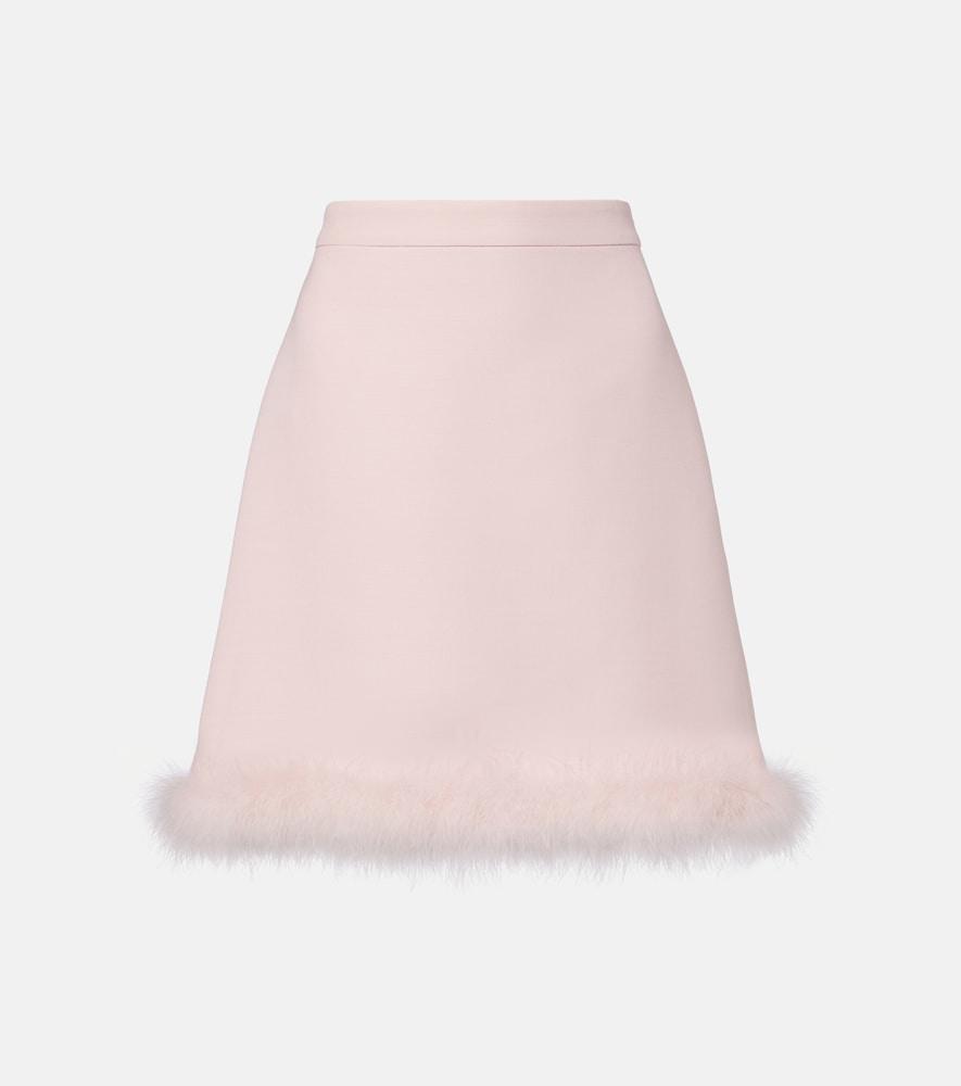 valentino crepe couture feather-trimmed miniskirt