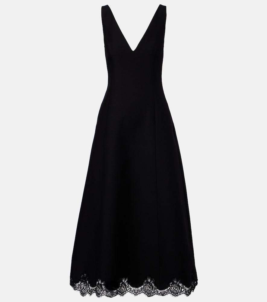 valentino crepe couture lace-trimmed midi dress