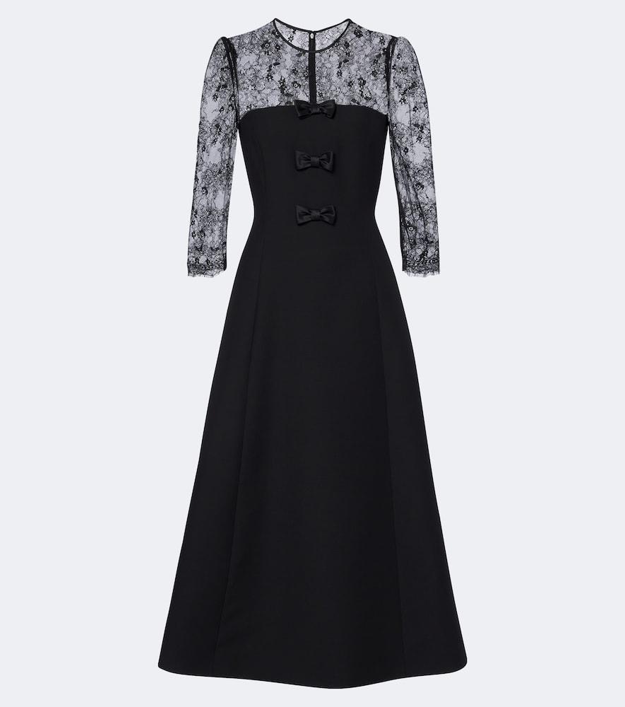 valentino crepe couture lace-trimmed midi dress