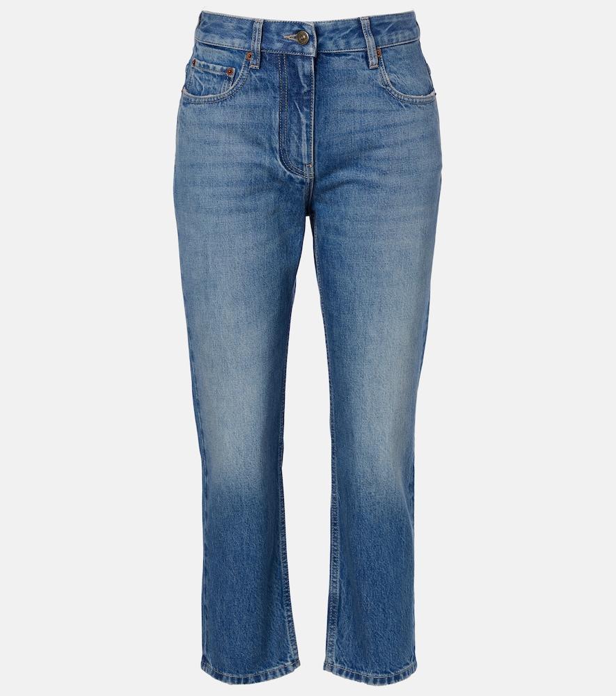 valentino cropped faded straight jeans