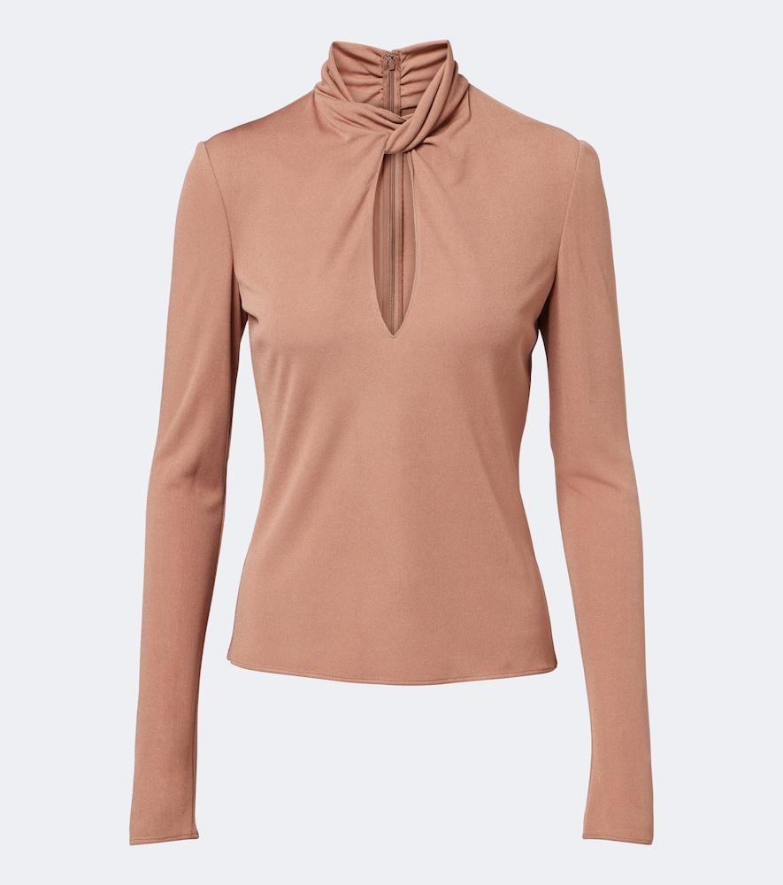 valentino cutout jersey crêpe top