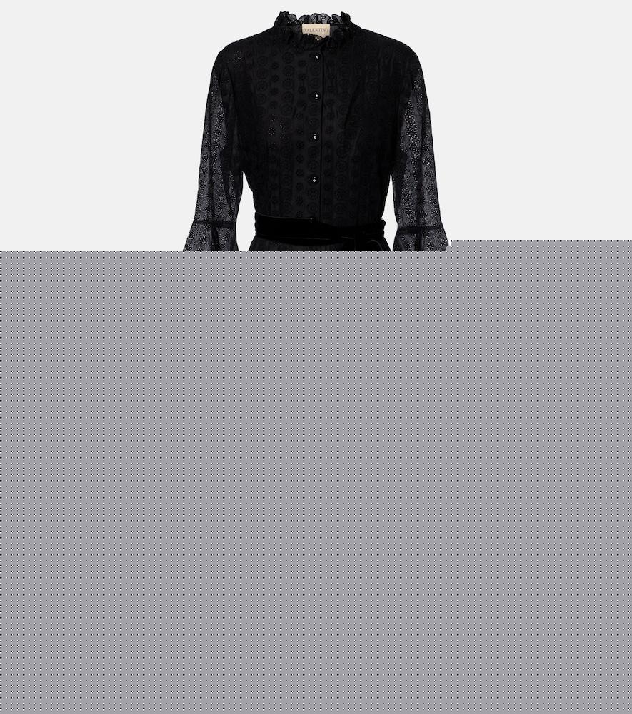 valentino daisy sangallo belted cotton shirt dress