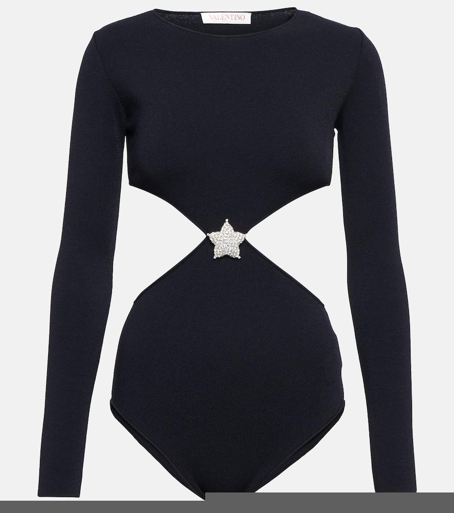 valentino embellished cut-out bodysuit