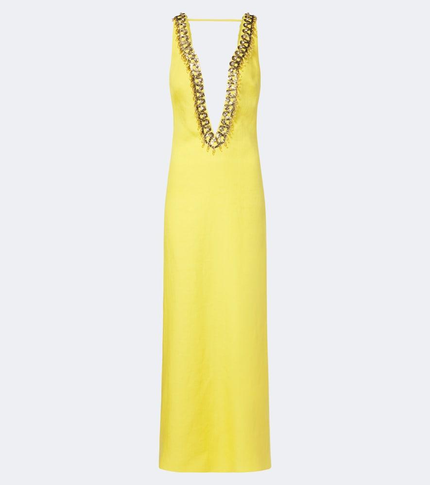 valentino embellished linen gown