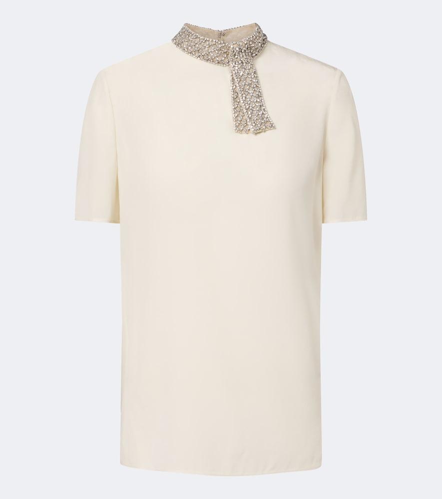valentino embellished silk crêpe de chine top