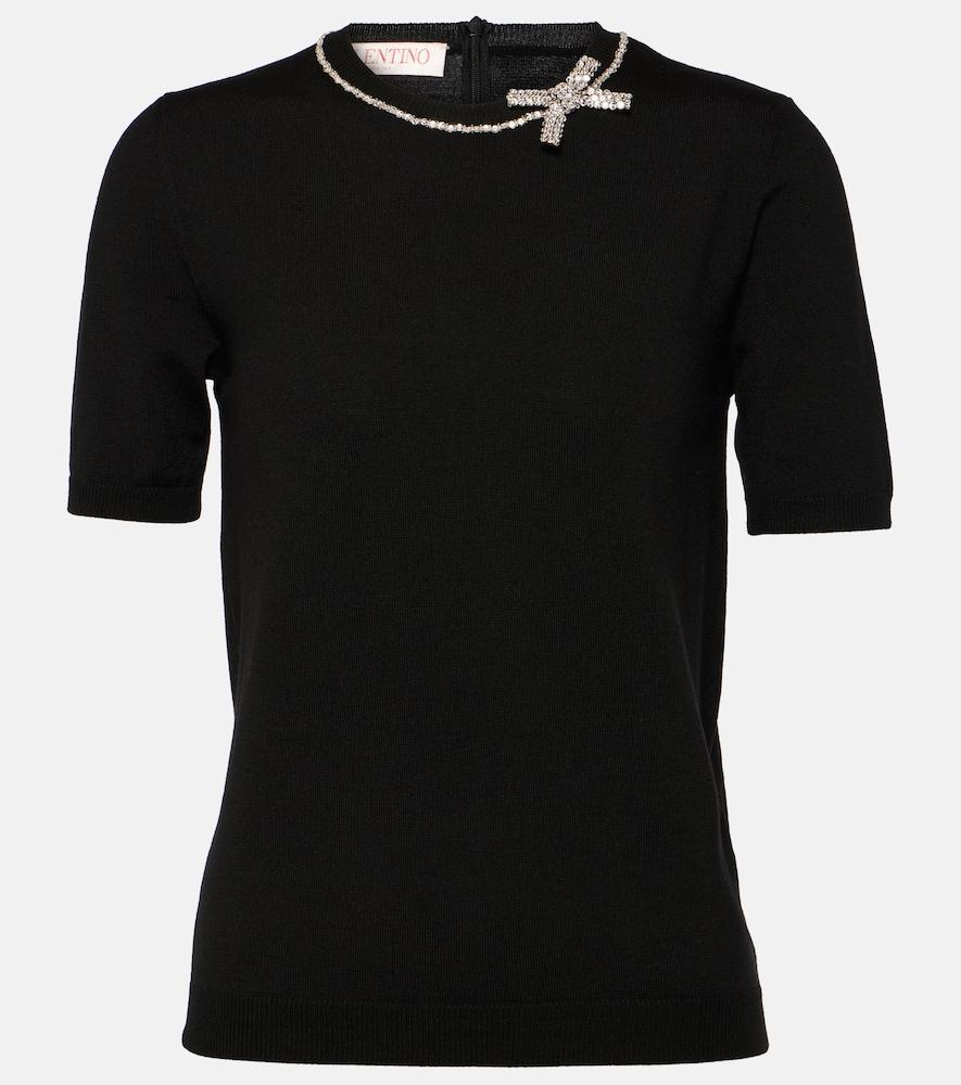 valentino embellished virgin wool top
