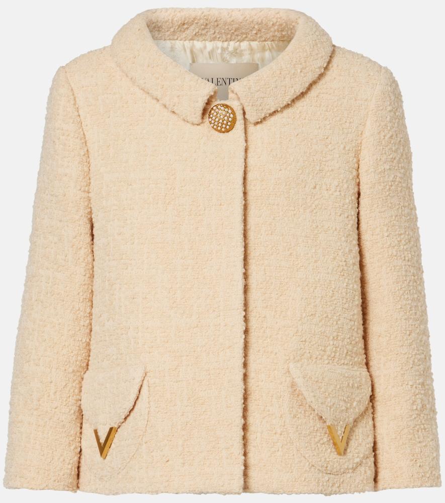 valentino embellished wool-blend tweed jacket
