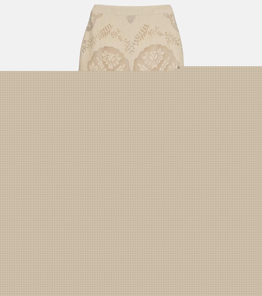 valentino embroidered cotton-blend wide-leg pants