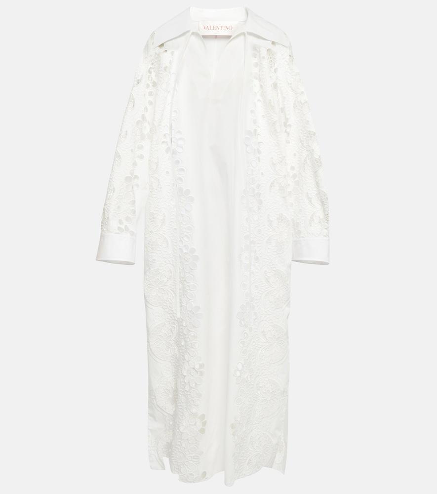 valentino embroidered cotton midi dress