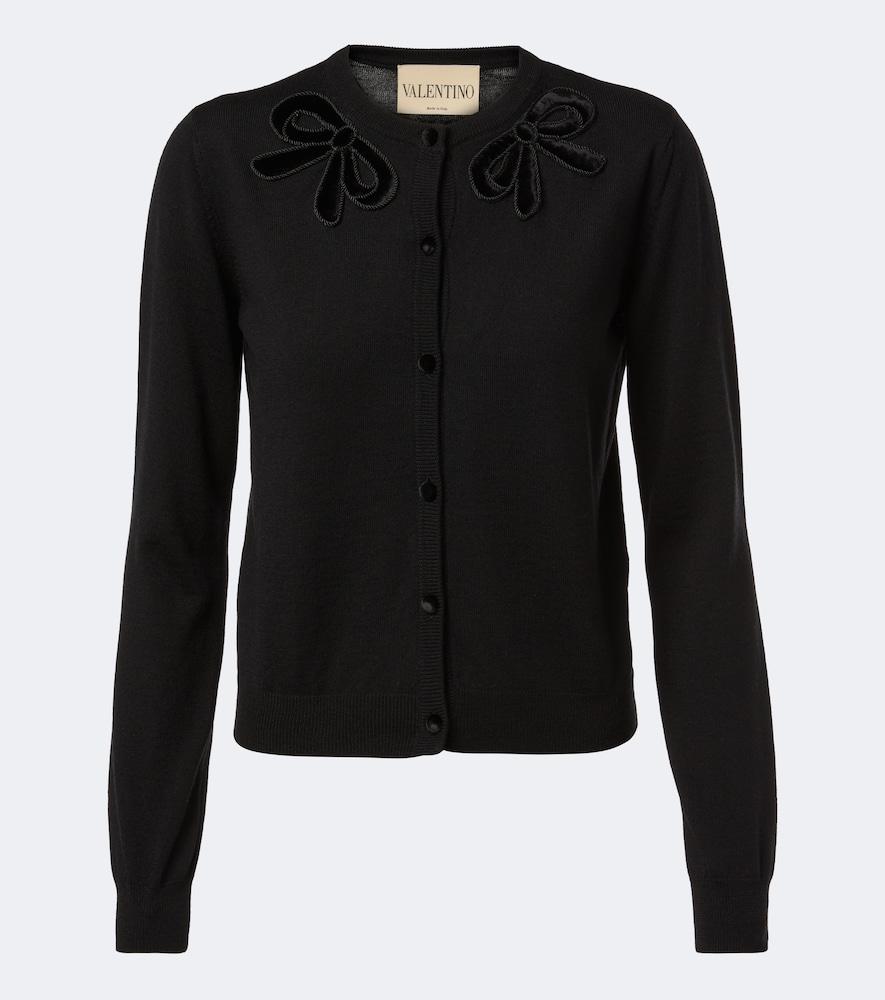 valentino embroidered virgin wool cardigan