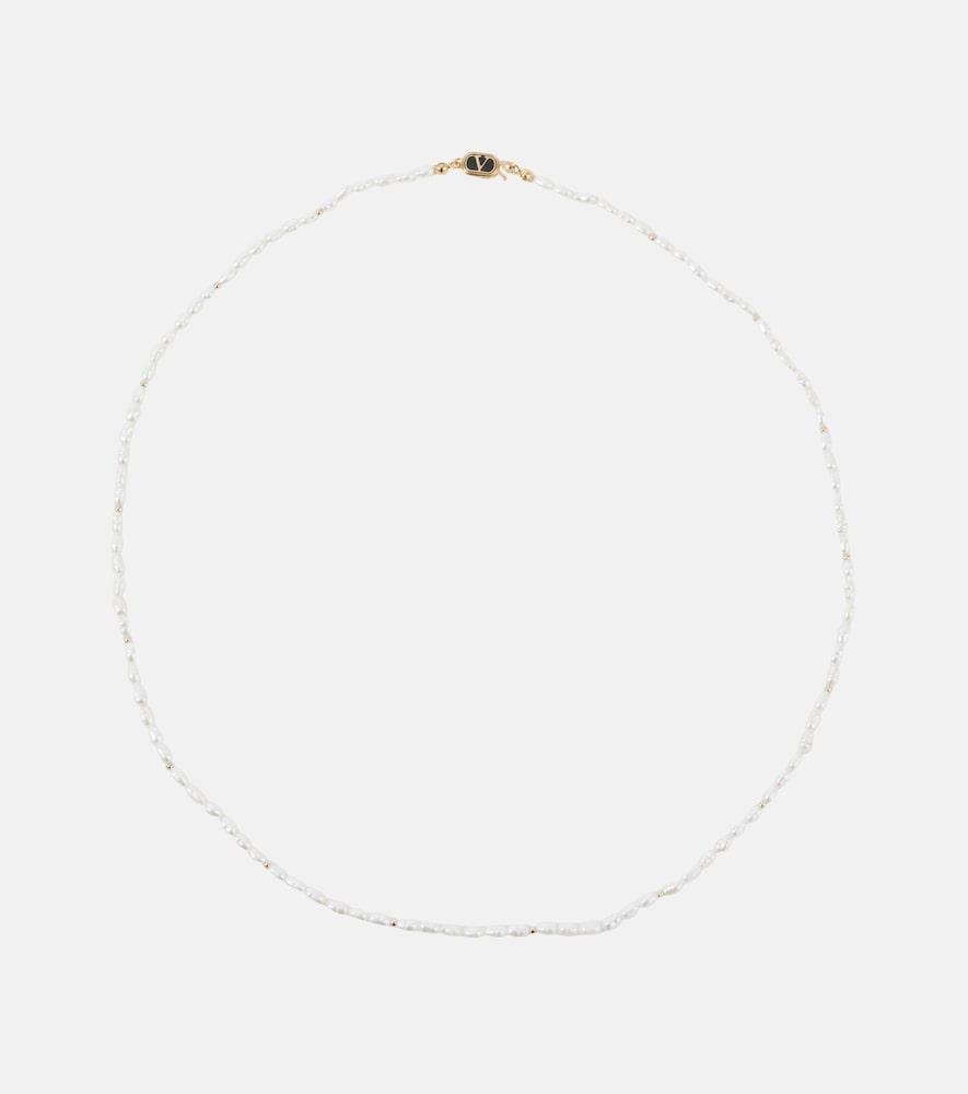 valentino faux pearl and enamel necklace