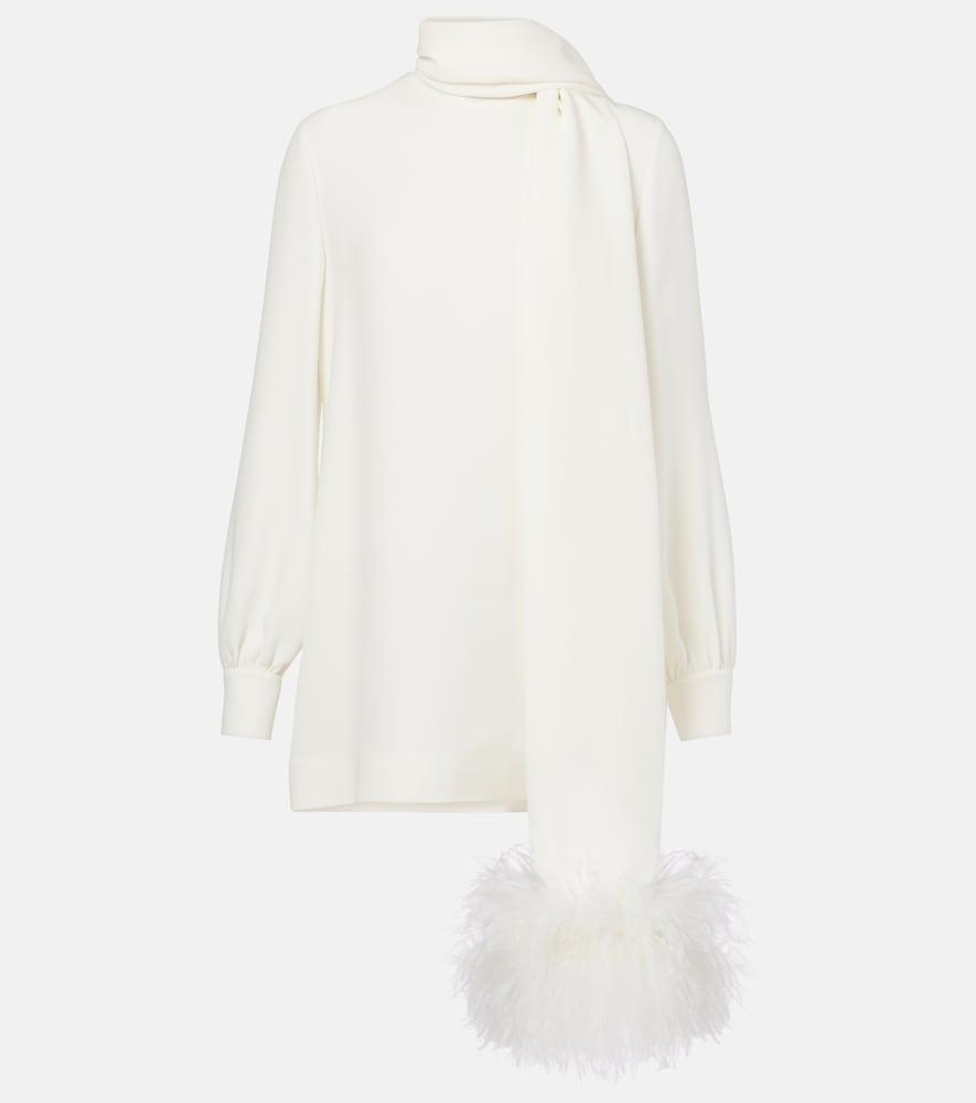 valentino feather-trimmed silk top