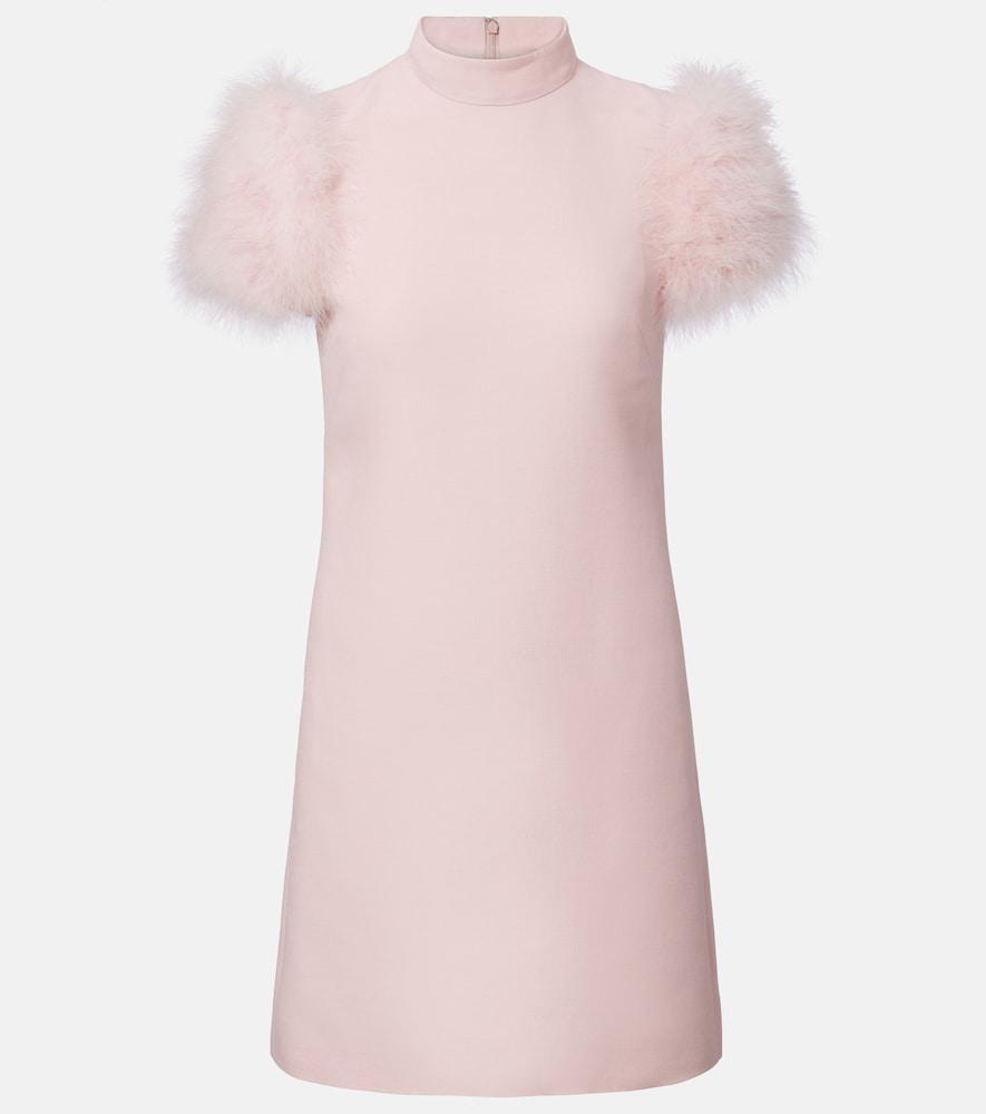 valentino feather-trimmed turtleneck crepe couture minidress
