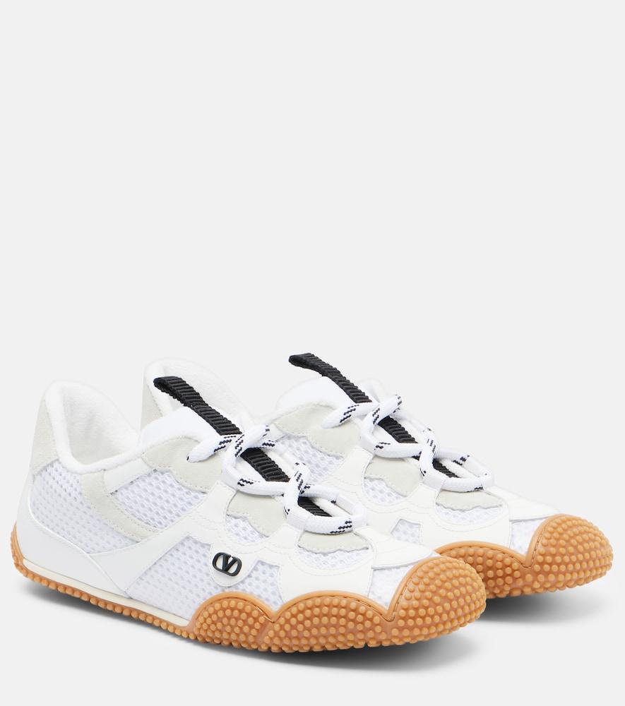 valentino garavani amphibia suede-trimmed sneakers