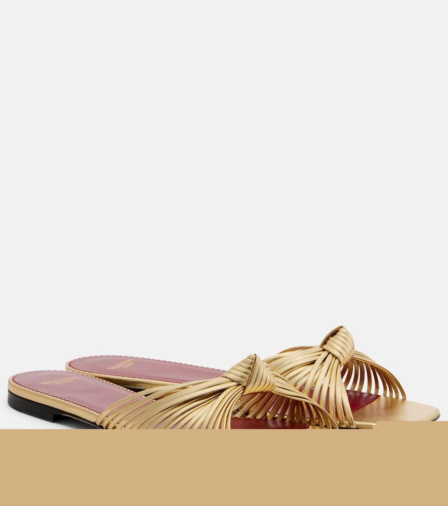 valentino garavani annet metallic leather slides