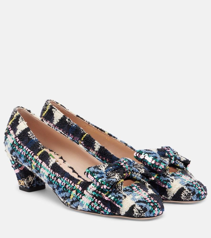 valentino garavani bowow 45 bow-detail tweed pumps