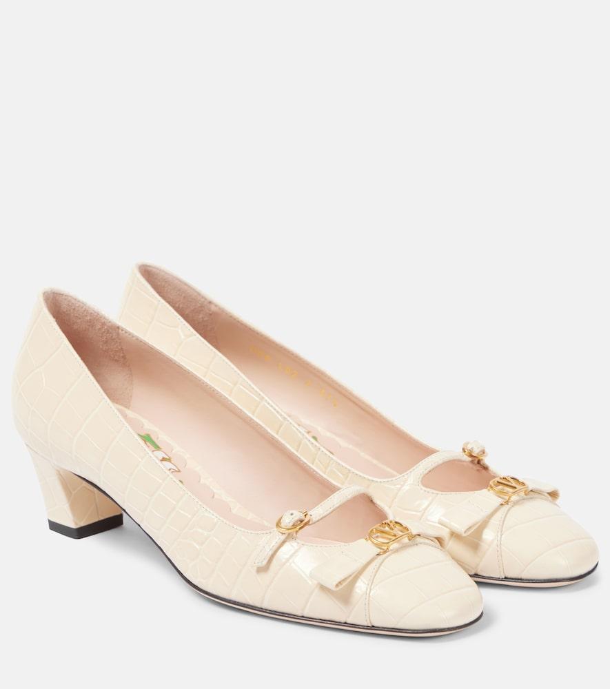 valentino garavani bowow 45 croc-effect leather pumps