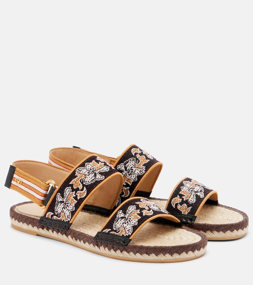valentino garavani bribri embroidered espadrille sandals