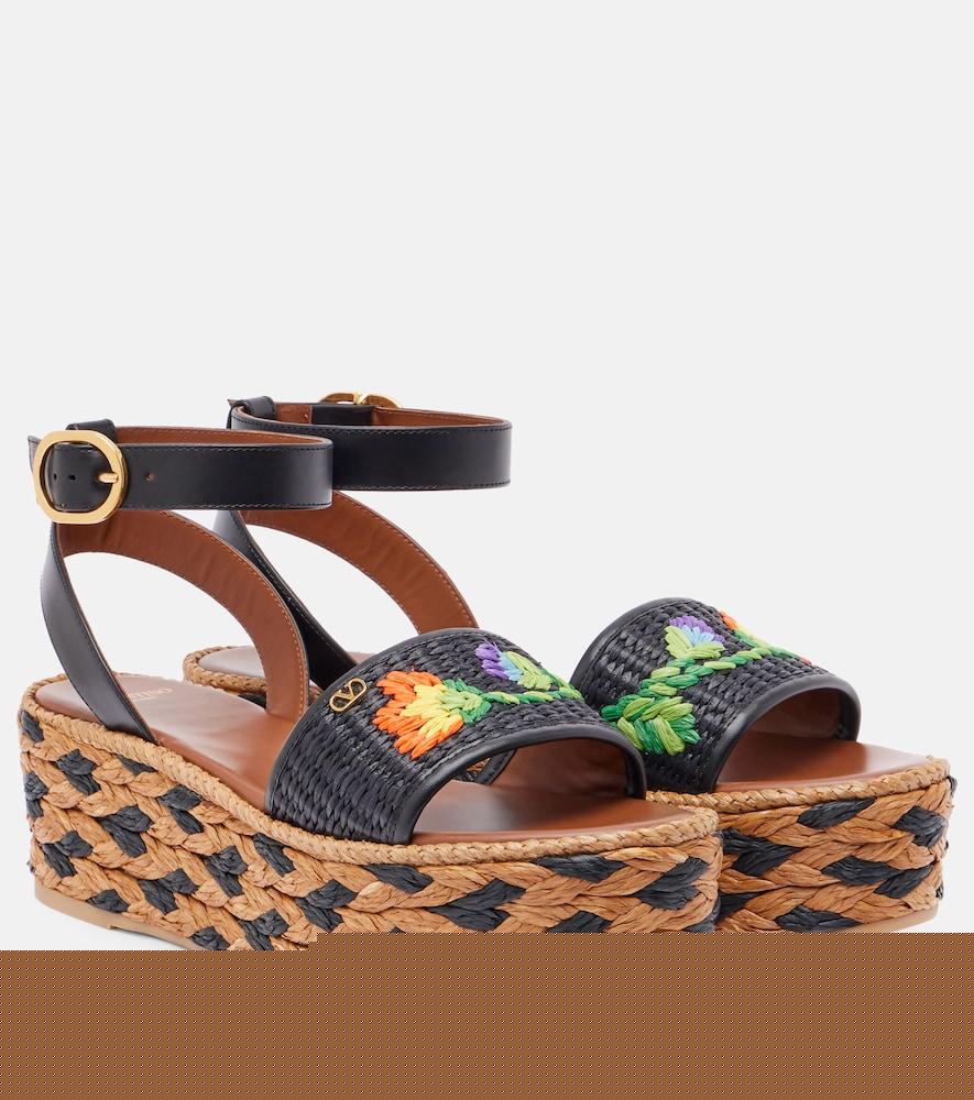 valentino garavani bribri raffia espadrille wedges
