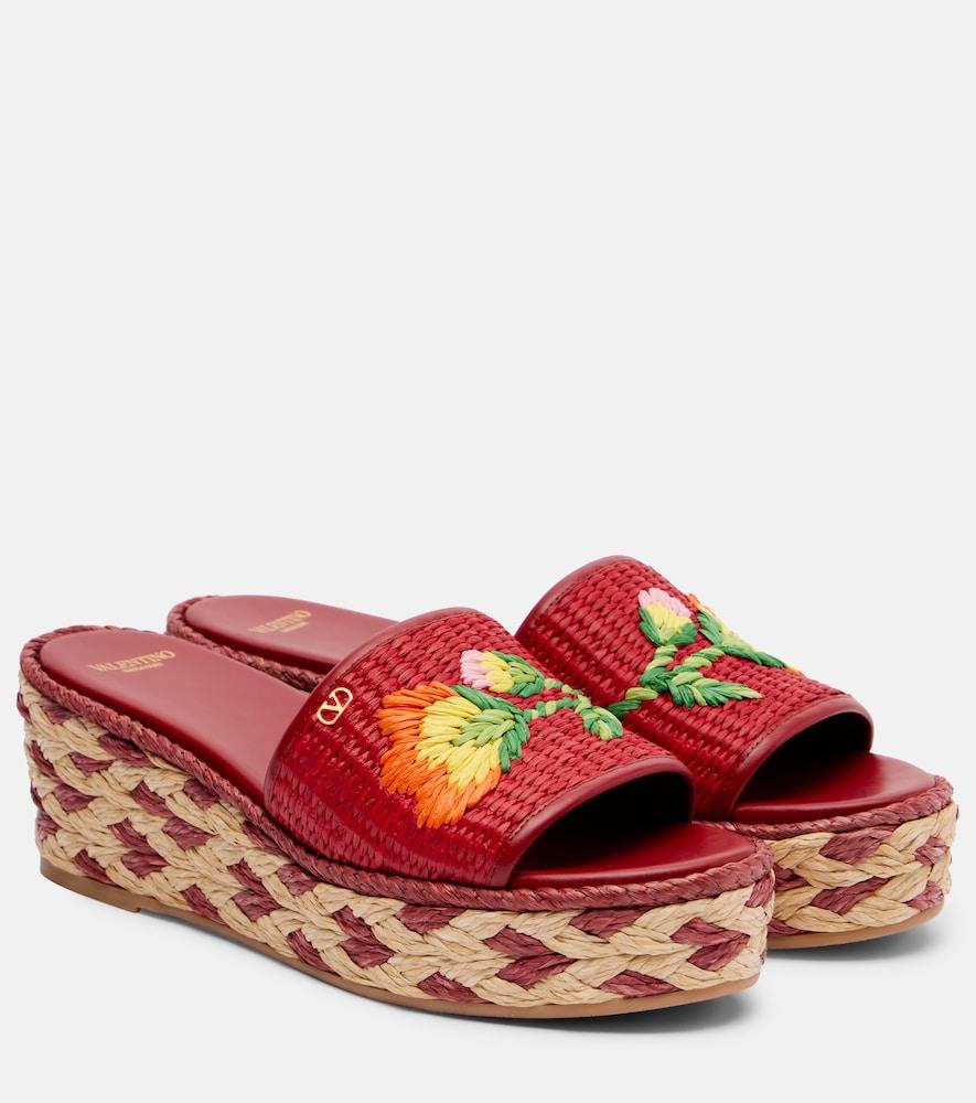 valentino garavani bribri raffia espadrille wedges