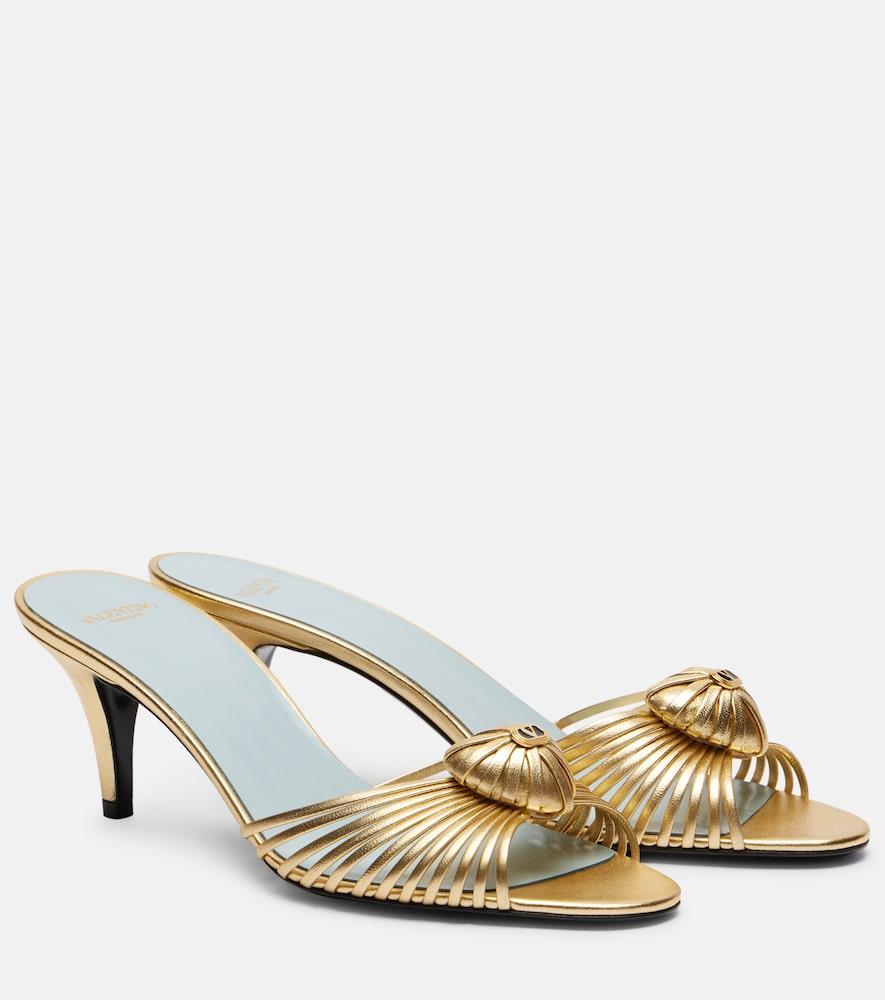 valentino garavani caur royal metallic leather mules