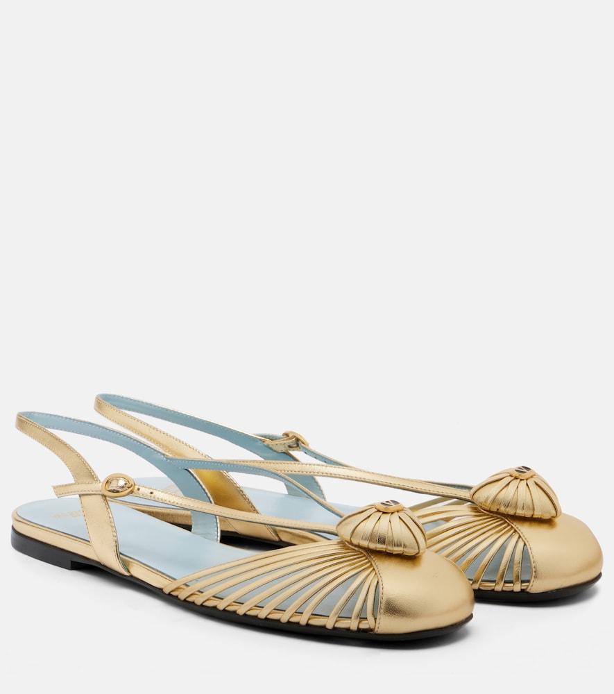 valentino garavani caur royal metallic leather slingback flats
