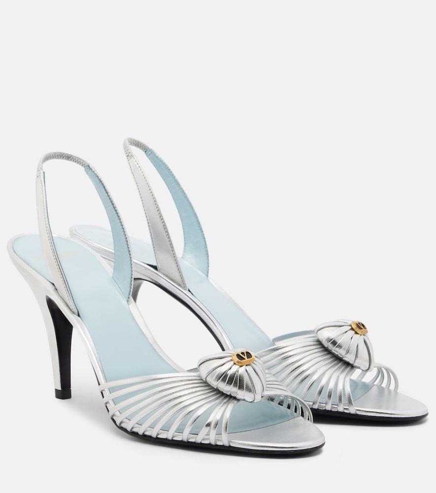 valentino garavani caur royal metallic leather slingback sandals