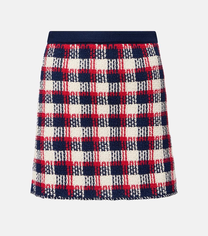 valentino garavani checked cotton miniskirt