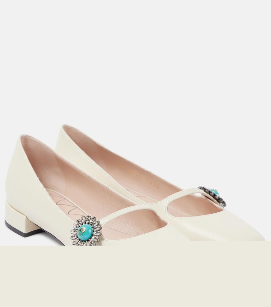 valentino garavani daisy embellished leather mary jane pumps