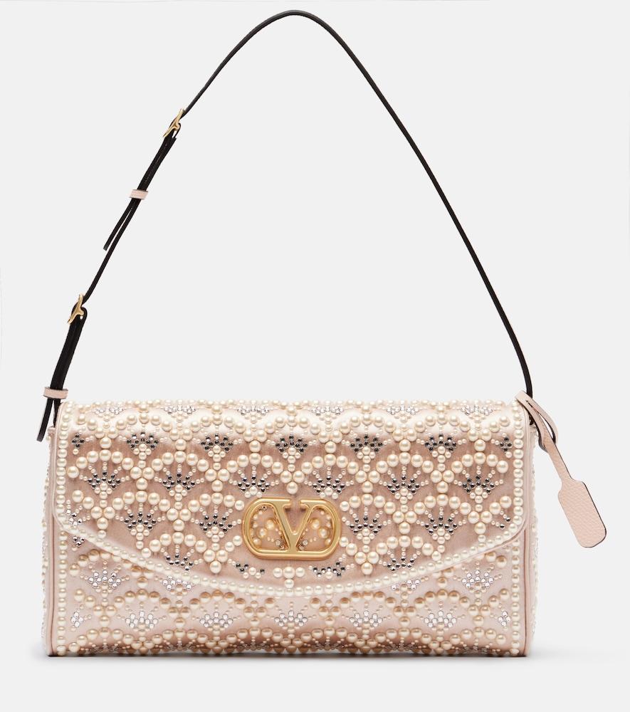 valentino garavani devain small embellished satin shoulder bag