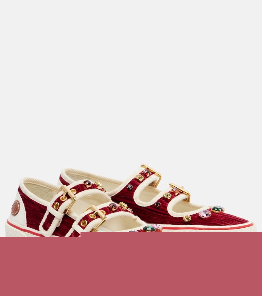 valentino garavani dollyboard embellished velvet sneakers