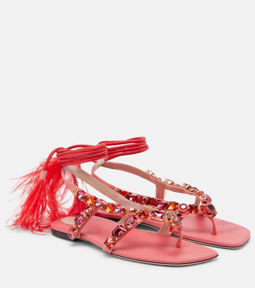 valentino garavani embellished suede thong sandals