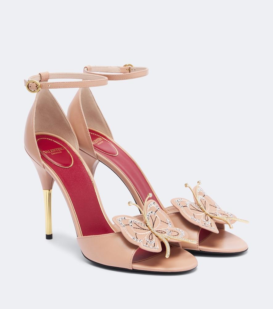 valentino garavani flutterby embellished leather sandals