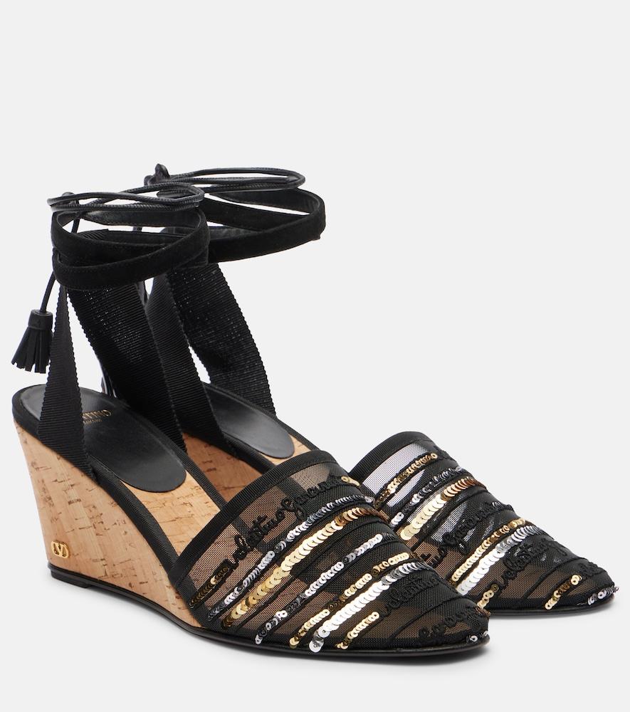 valentino garavani la cruisette embellished espadrille wedges