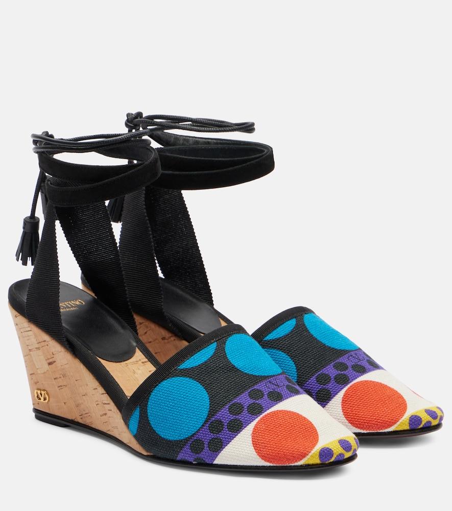 valentino garavani la cruisette printed espadrille wedges