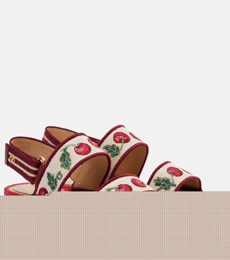 valentino garavani leather-trimmed espadrille sandals