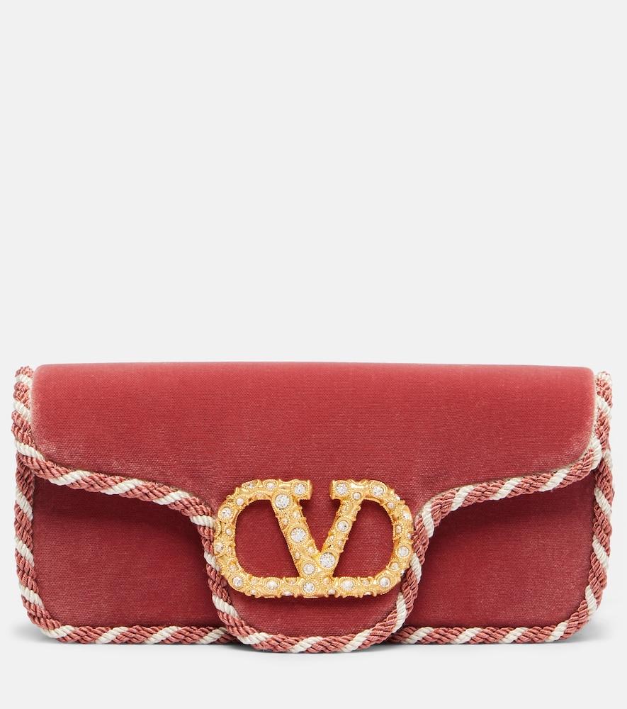 valentino garavani locò mini embellished velvet clutch